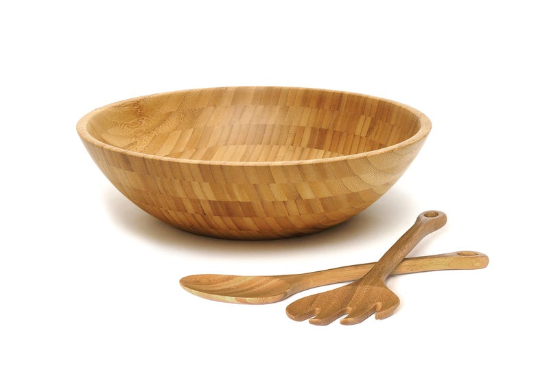 Lipper International Bamboo Salad Bowl with Salad Servers - Image 1